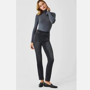 Spanx NWT Ankle Straight Leg High Rise Pull On Jeans in Vintage Black Women's L